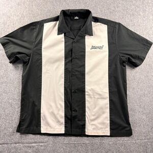 Rock and Roll Hall of Fame Bowling Shirt Mens XL Black Cream Retro Button Up